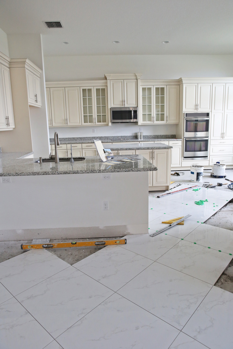 Beautiful custom kitchen in unfinished new home under construction